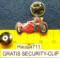GEPANN SEITENWAGEN MOTO ROT ENAMEL SCHMUCK-PIN SECURITY-CLIP