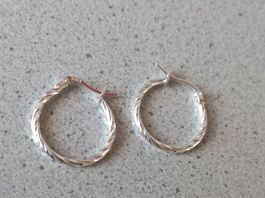 2 Silber Creolen Ohrhänger