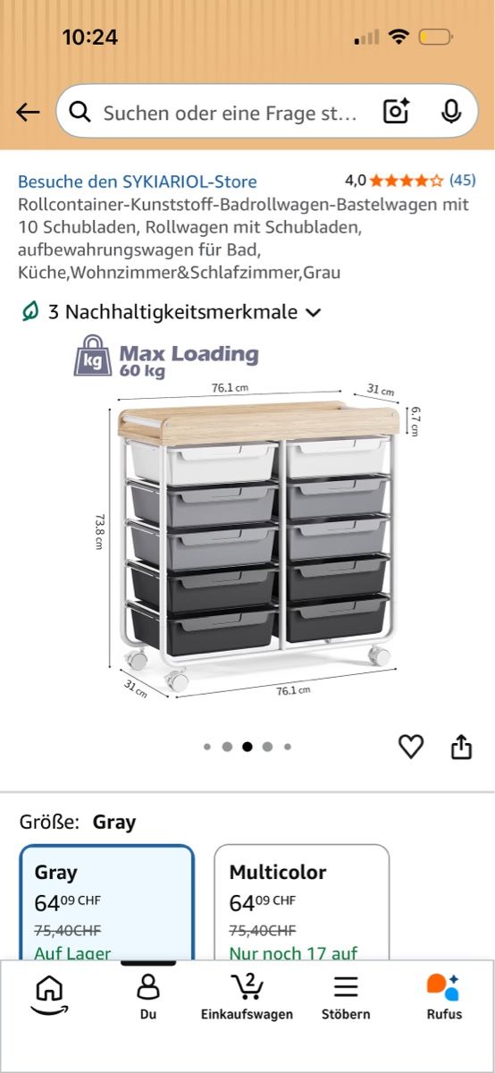 Banconi: Weisser Rollwagen mit 10 Schubladen – Nuovo e nell'imballaggio originale da Emmenbrücke venduto da van_q9lr
