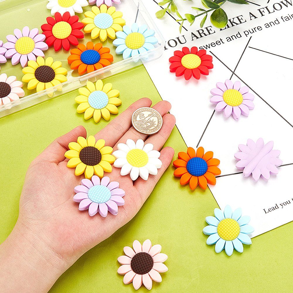 Perle (finte): Perle Silikon Sonnenblume 40x10mm – Nuovo (secondo la descrizione) da Alpnachstad venduto da perlengaby 5