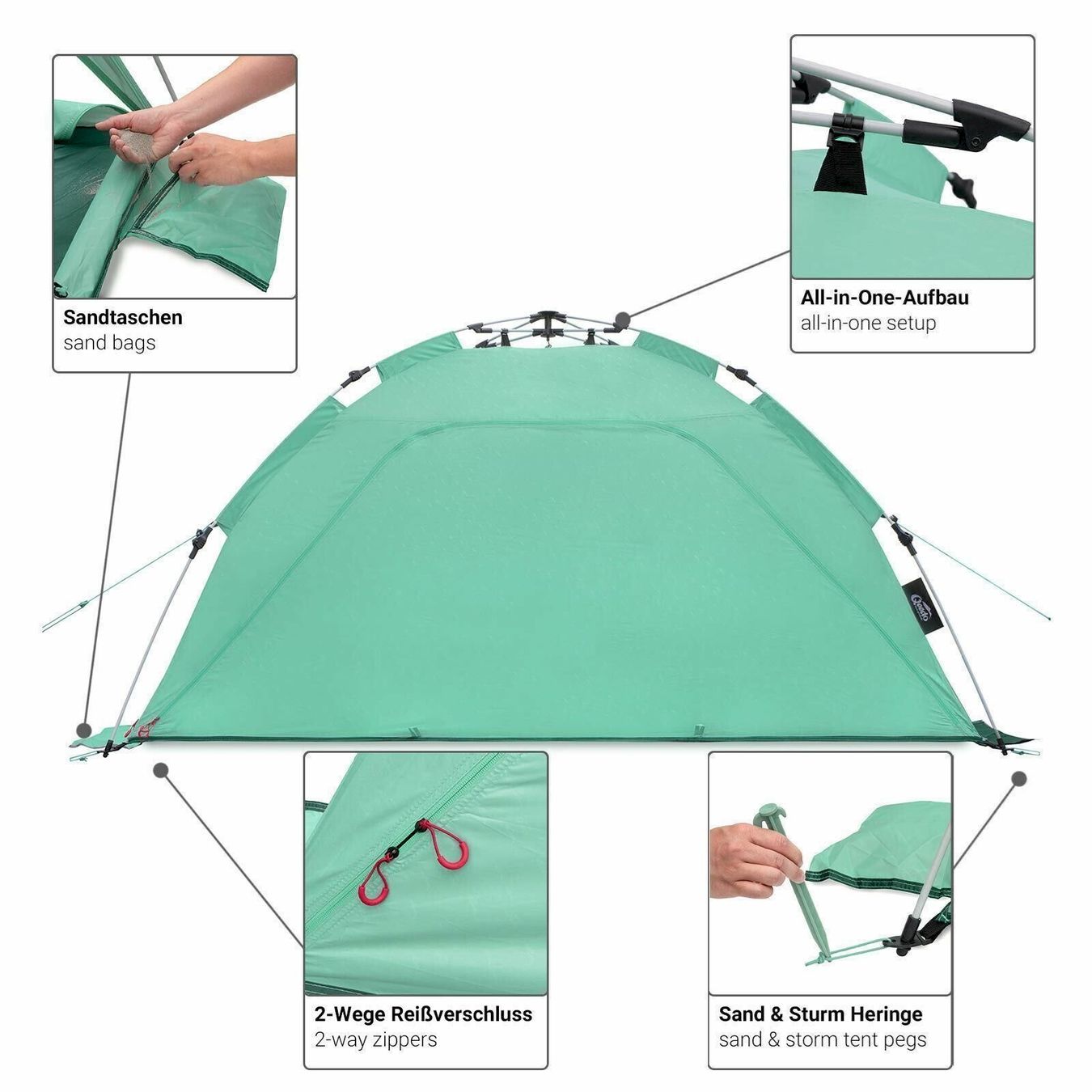 Tende : Qeedo Quick Palm Strandzelt Bahamamint – Nuovo e nell'imballaggio originale da Bottighofen venduto da zaap 5
