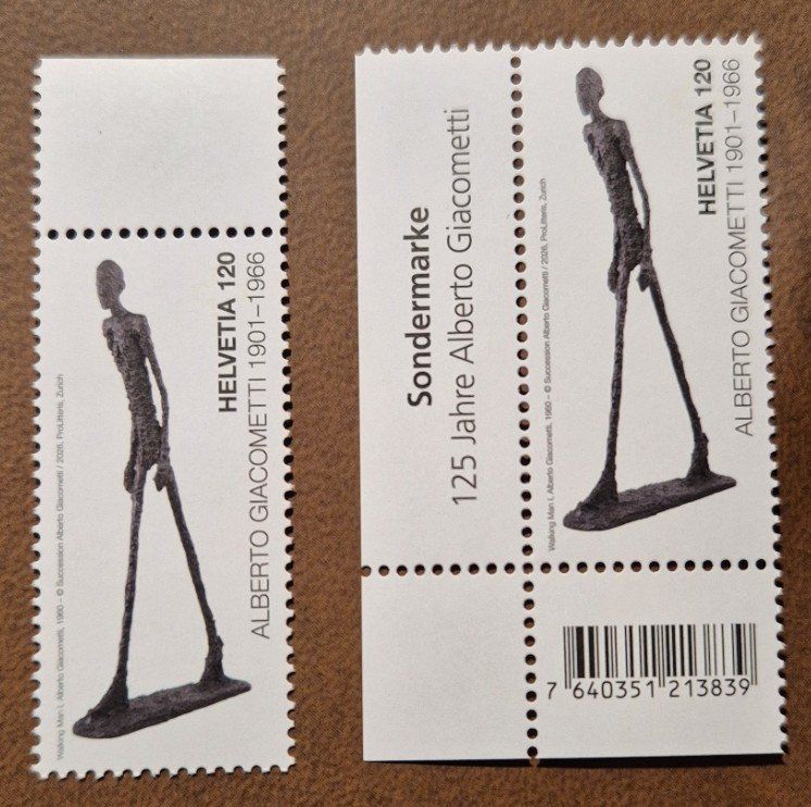 Alle Briefmarken: 2 Briefmarken «125 Jahre Alberto Giacometti», postfrisch! – Neu (gemäss Beschreibung) aus St. Moritz von Guenteratch