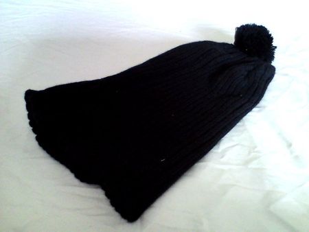 Wintermütze, Schwarz, Handgestrickt, Warm für die Piste!