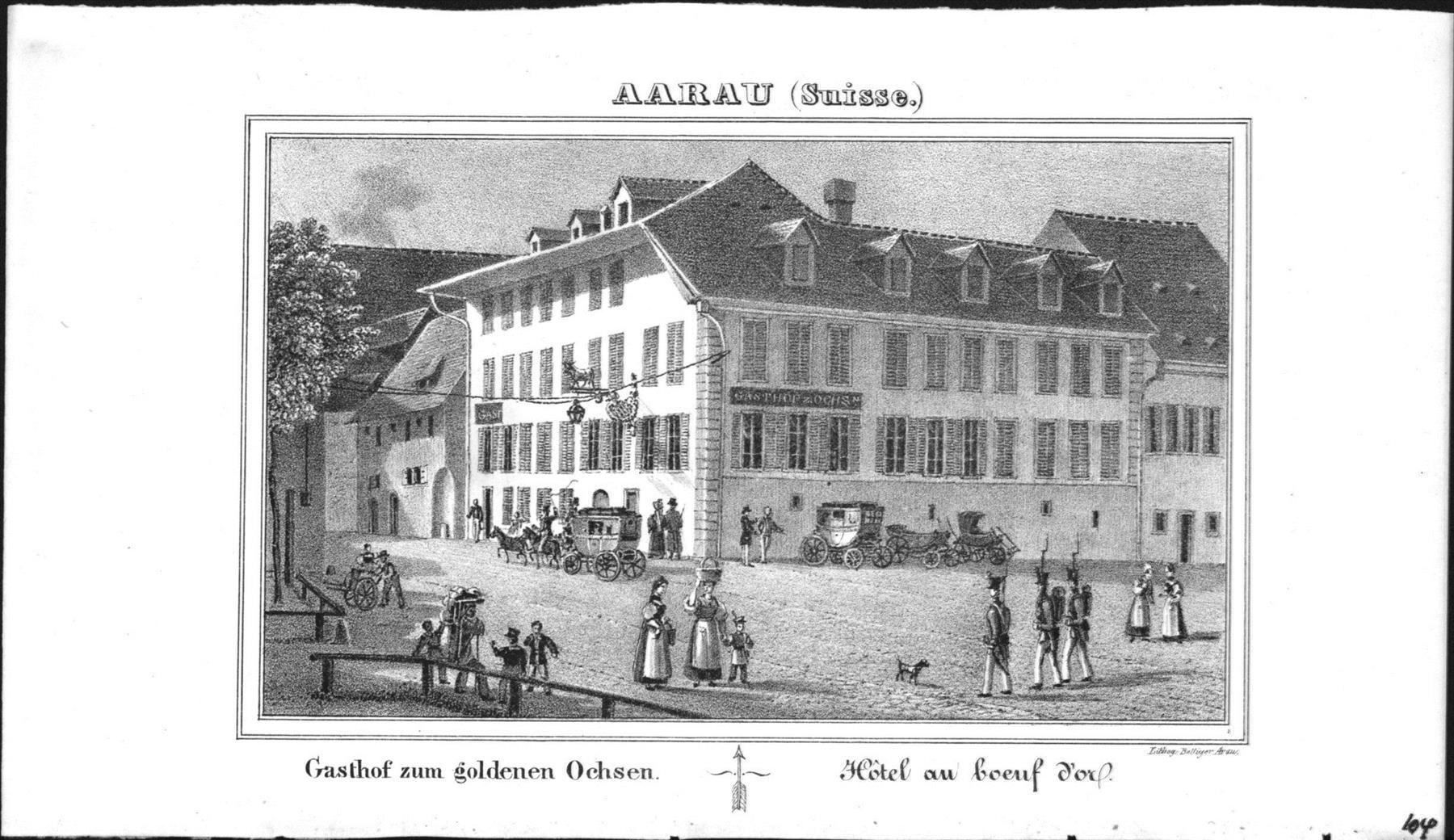 Incisioni: Aarau Lithographie von Bellinger – Usato da Rafz venduto da Helvet32