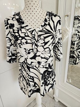 Elegantes T-Shirt Barbara Lebek Schwarz/Weiss Gr. 38 - 40