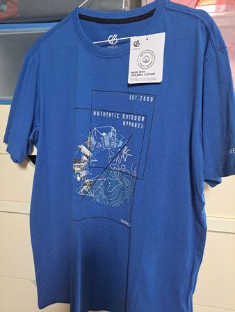 Neu Dare2b Tshirt Herren 50 blau Bio Baumwolle