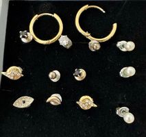 Modeschmuck-Set: 14 einzelne Ohrringe / Creolen, Mix & Match