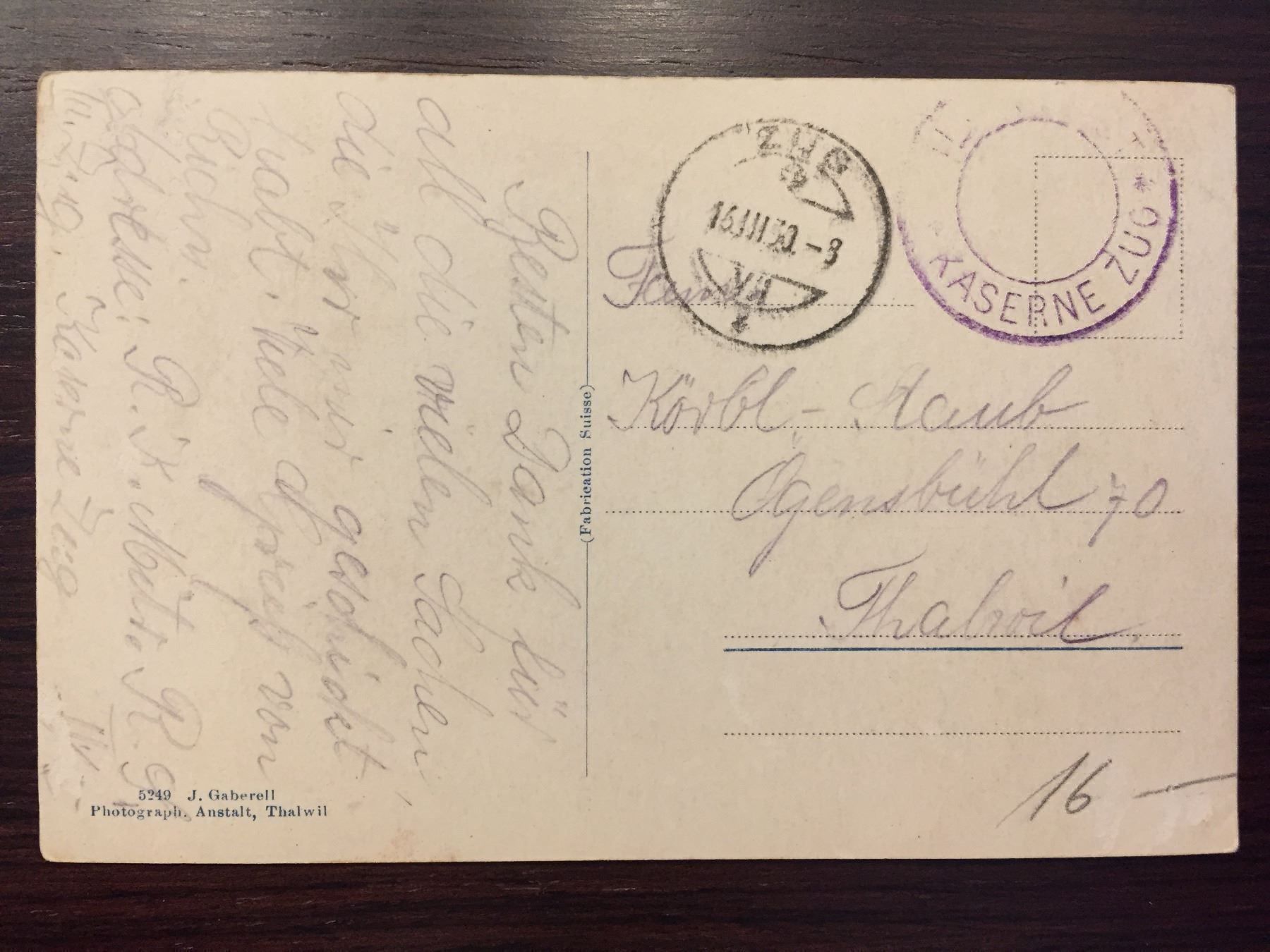 Cartoline postali: Ansichtskarte Zug FELDPOST 1930 – Usato da Wald ZH venduto da TLILEF 1