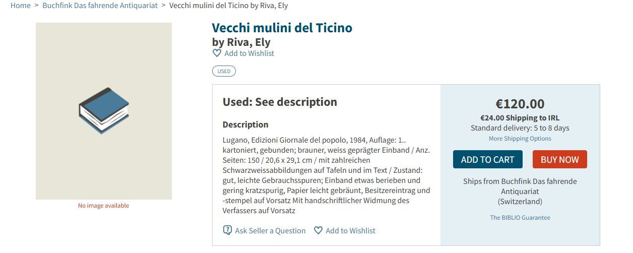 Libri: Vecchi Mulini del Ticino - Ely Riva - Libro Raro! – Usato da Pambio Noranco venduto da Pol69 7