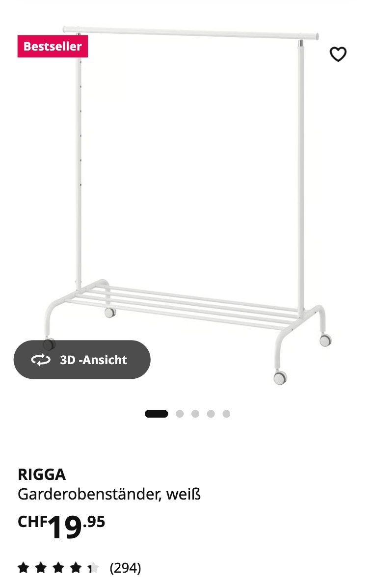 Ikea Garderobe: IKEA RIGGA Kleiderständer weiss – Gebraucht aus Uster von rek_g2n2 3