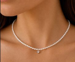 Baby Süsswasser Perlen & Swarovski Halskette Collier 42 cm