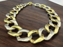 Vintage zweifarbige Halskette aus Silber und Gold farbe