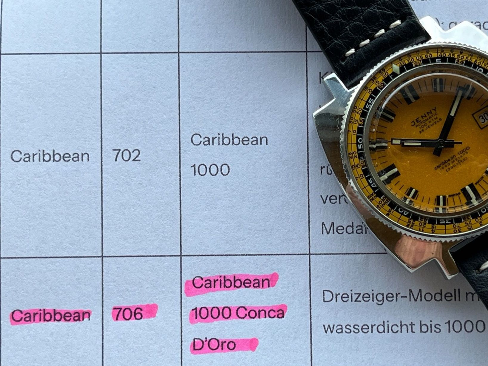 Orologi: JENNY 706 CARIBBEAN 1000 CONCA D'ORO – Usato da Beinwil am See venduto da watchfever 5