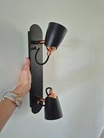 Wandlampe / Wandleuchte schwarz-kupfer, 2 Spots