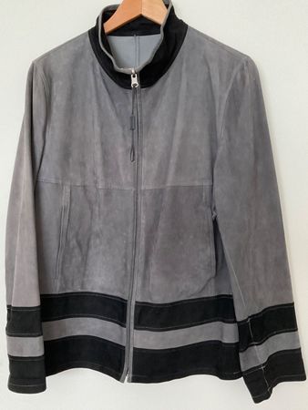 BIGARDINI Milano Leder Jacke Gr M grau/schwarz Wendejacke