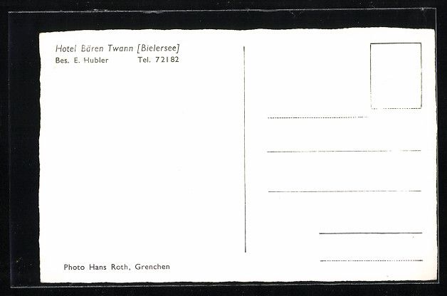 Cartoline postali: Twann /Bielersee, Hotel Bären von E. Hu – Usato da Berlin venduto da bartko-reher 1