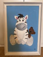 Süsses Zebra Bild mit Teddybär, Kinderzimmer Deko!