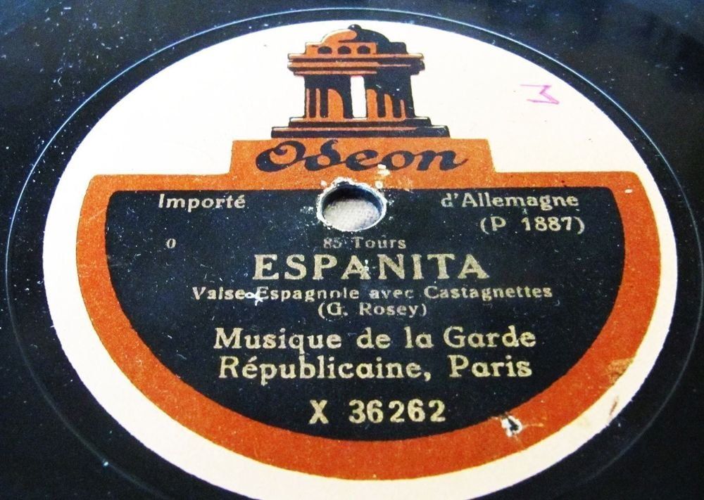 Rare Shellac 1905 Odeon Garde Républicaine Paris 80/85 RPM (Gebraucht ...