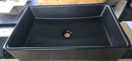 Aufsatzwaschbecken schwarz Keramik 58x37x13.5cm