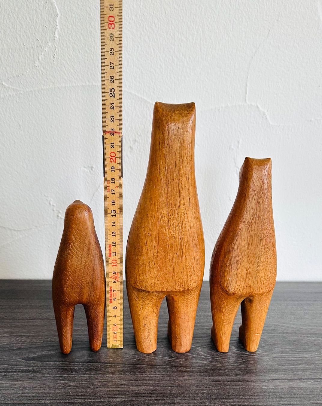 Statuette: 3 Erdmännchen vintage, Holz evtl. danish – Usato da Zürich venduto da brazerola 6