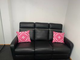 Elektrische Relax Sofa 3-Sitz Leder Schwarz (Neupreis 1099)