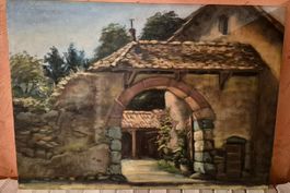 MEDITERRANES GEMÄLDE MIT BAUERNHOF VON CESARI