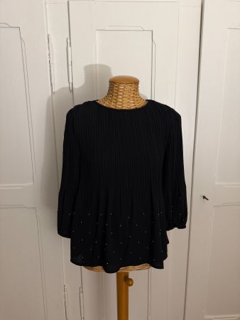 MAJE - Plisseebluse schwarz S