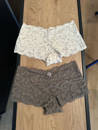 Zwei Damen Spitzen Slips Set beige braun neu! Gr. 38/40