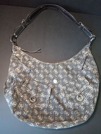 Vintage GUESS Denim Hobo Bag Monogram Y2K Style