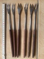 Lot de 6 fourchettes à fondue bourguignonne inox manche bois