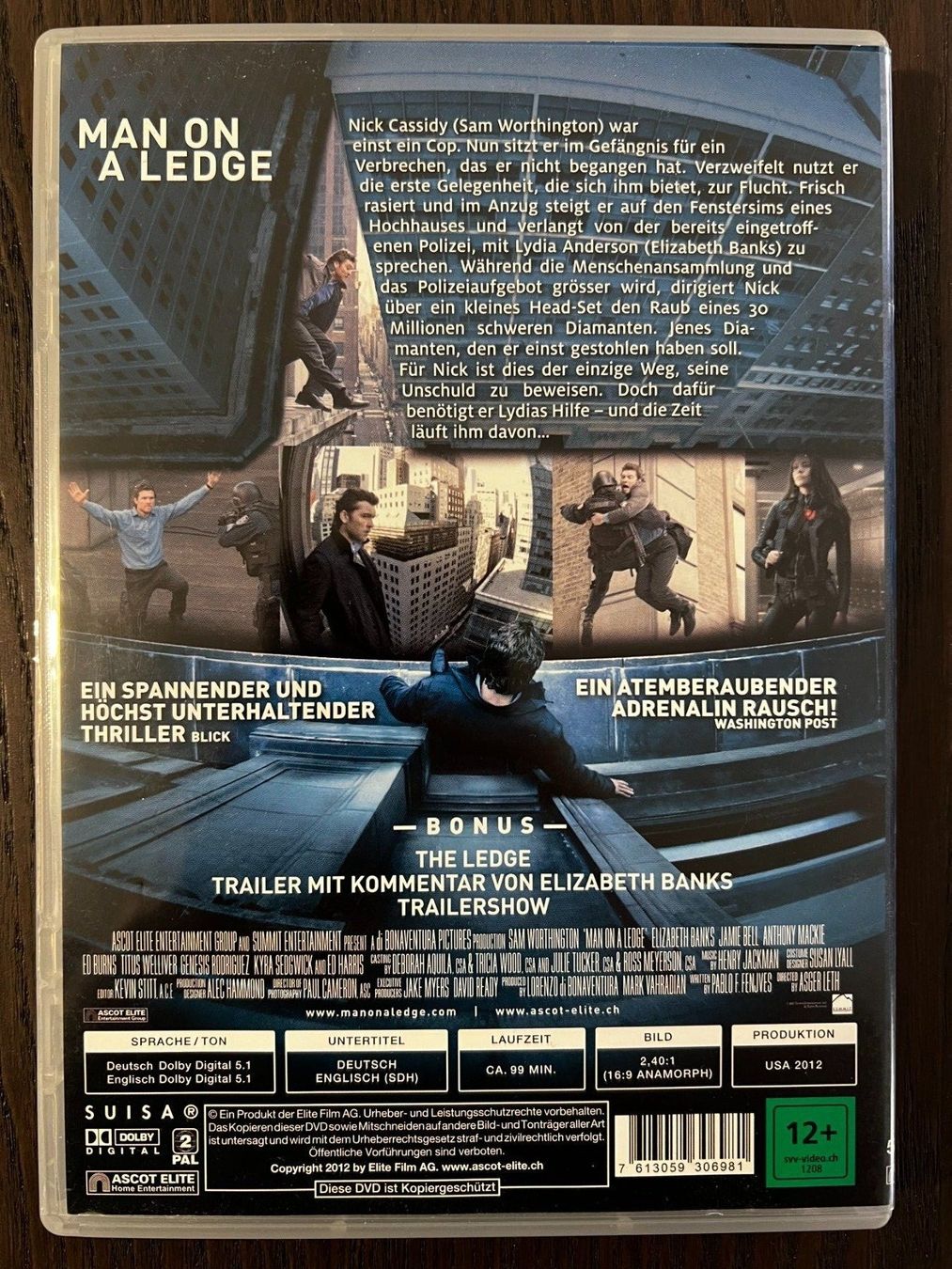 Tutti i DVDs: Man on a Ledge – Usato da Zürich venduto da FilmFreunde 1