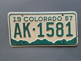 Autoschild Colorado USA 1967 AK 1581 Metall original