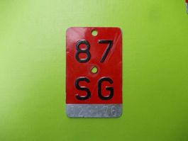 Velonummer / Fahrradnummer SG 87