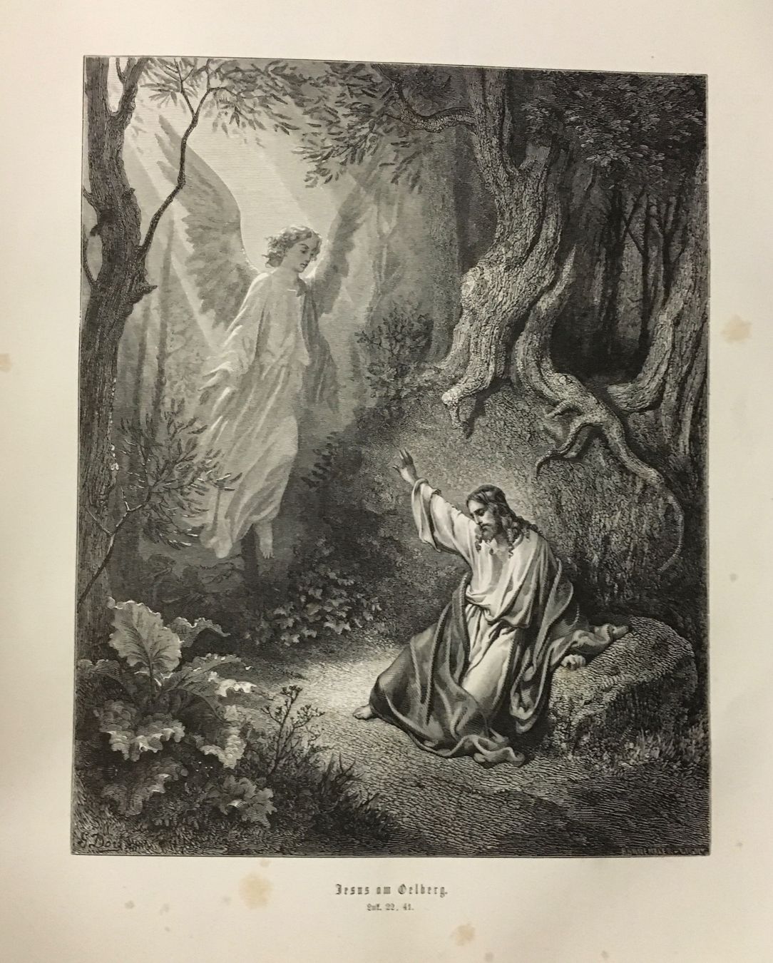 Stiche: Holzstich 1866, Gustave Doré, Bibel, Jesus am Oelberg – Gebraucht aus Frauenfeld von Merk52
