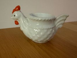Vintage Keramik Eierbecher Huhn Henne weiss