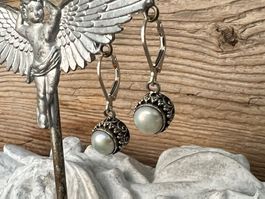 Ohrringe SW Perlen 925 Silber Ornamente Silberschmied Bali