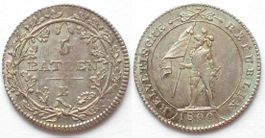 HELVETISCHE REPUBLIK 5 Batzen 1800 B Silber ERSTABSCHLAG!