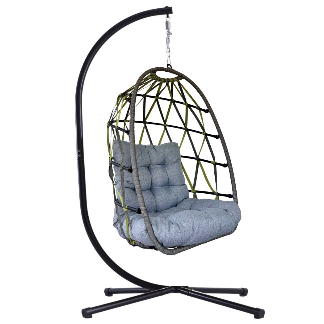 Gartenhängesitze: Hängesessel Diamond-Band Grau/Grün – Neu und originalverpackt aus Ermatingen von MyHappyHome 4