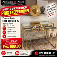 ENSEMBLE DE CRÉDENCES DESIGN MÉTAL & MIROIR PRIX EXPO