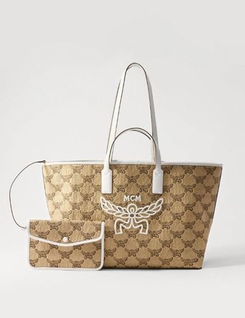 Neu Original MCM Shopper Himmel Shopper in Lauretos Raffia