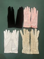 Damen Handschuhe Spitze/Stoff schwarz rosa weiss