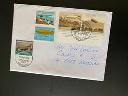 4 Zeppelin mit Bordsiegel Marke Stempel 1.9.14 Schweiz + FL