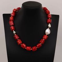 Rot echt Korallen Perle Halskette Edelstein Collier Corail