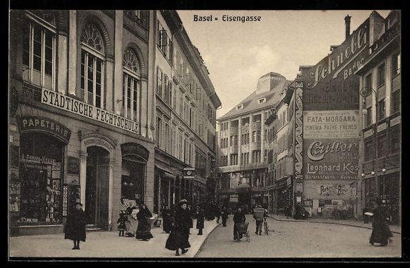 Cartoline postali: Basel, Eisengasse mit Städtischer Fecht – Usato da Berlin venduto da bartko-reher