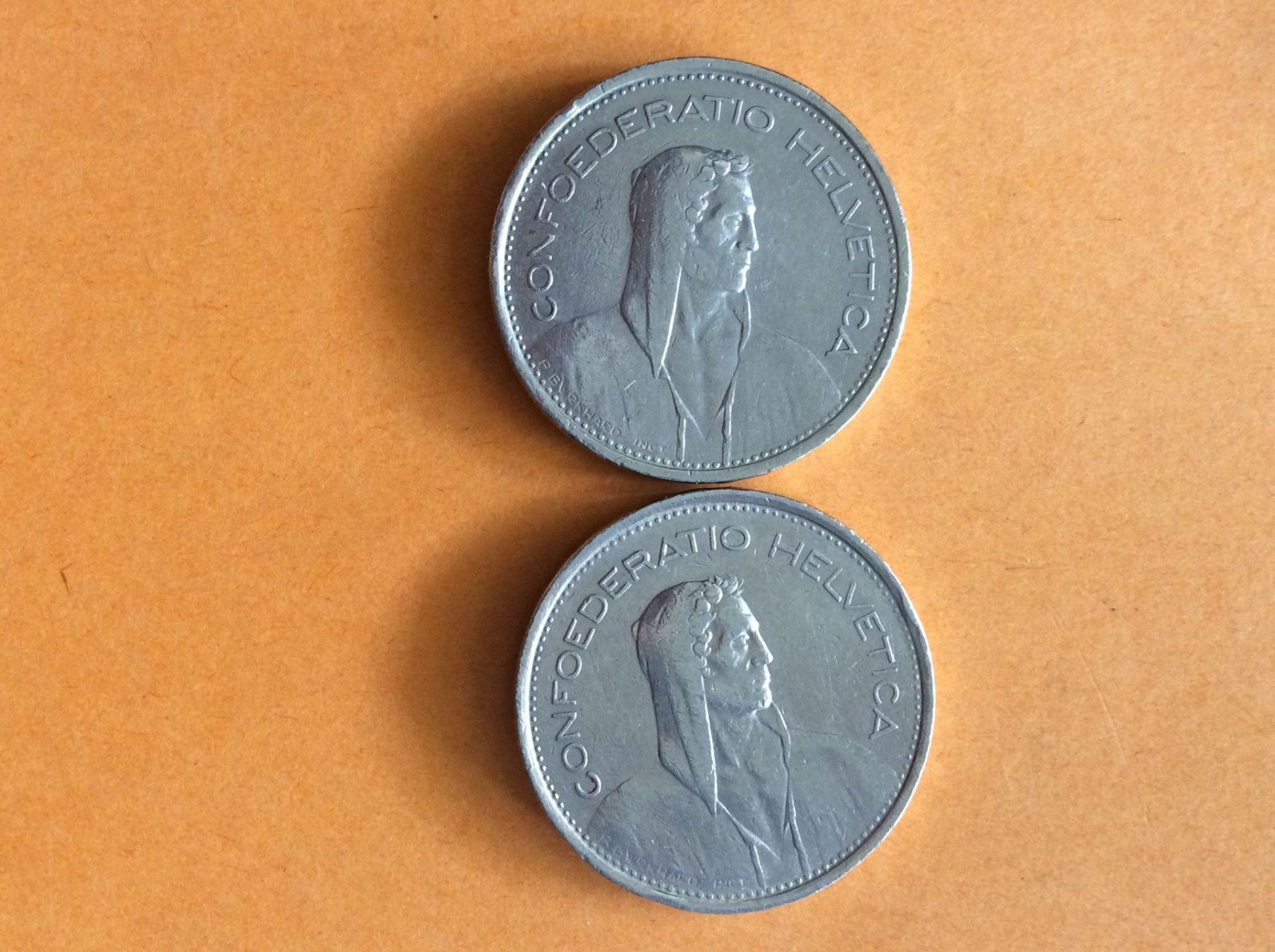 Alle Münzen: 5 francs  1968 - 1970 – Gebraucht aus Genève von pie_fh2d 1