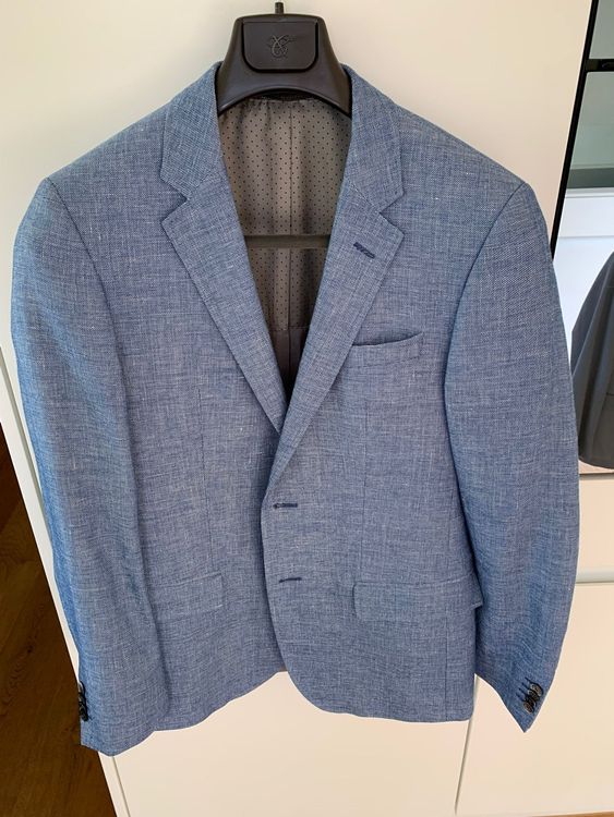 Veste De Costume Caruso Taille 48 - Linen & Soie Beige à Carreaux - Fabriqué à La Main En Italie