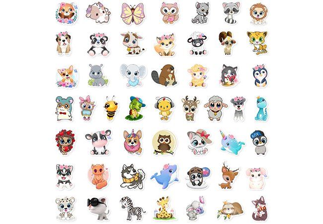50 Stk. Sticker/Aufkleber - Cartoon Süsse Tiere | Kaufen auf Ricardo