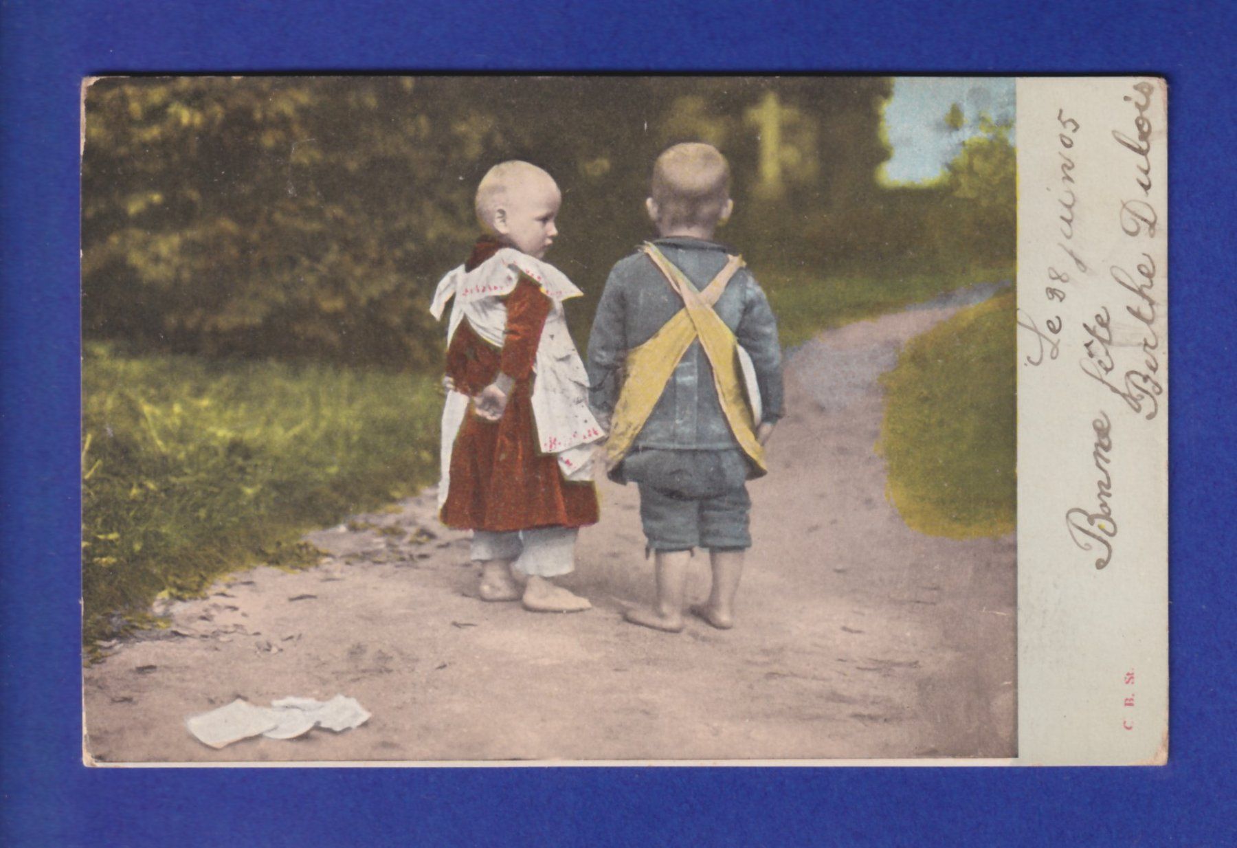 Cartoline postali: ENFANT - Sur le chemin – Usato da Pully venduto da nicecards-shop