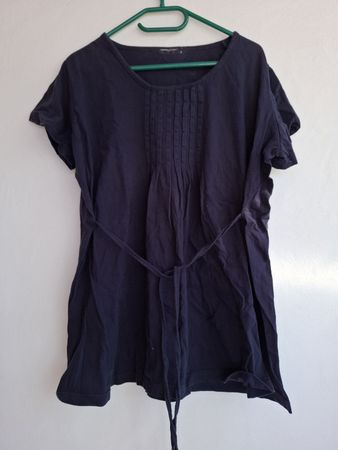 Dunkelblaues Tunika-Top mit Gürtel, Grösse M, Sommerlich!