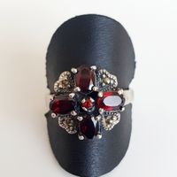Vintage-Ring  aus 925er- Silber mit Granaten gr 19,7mm